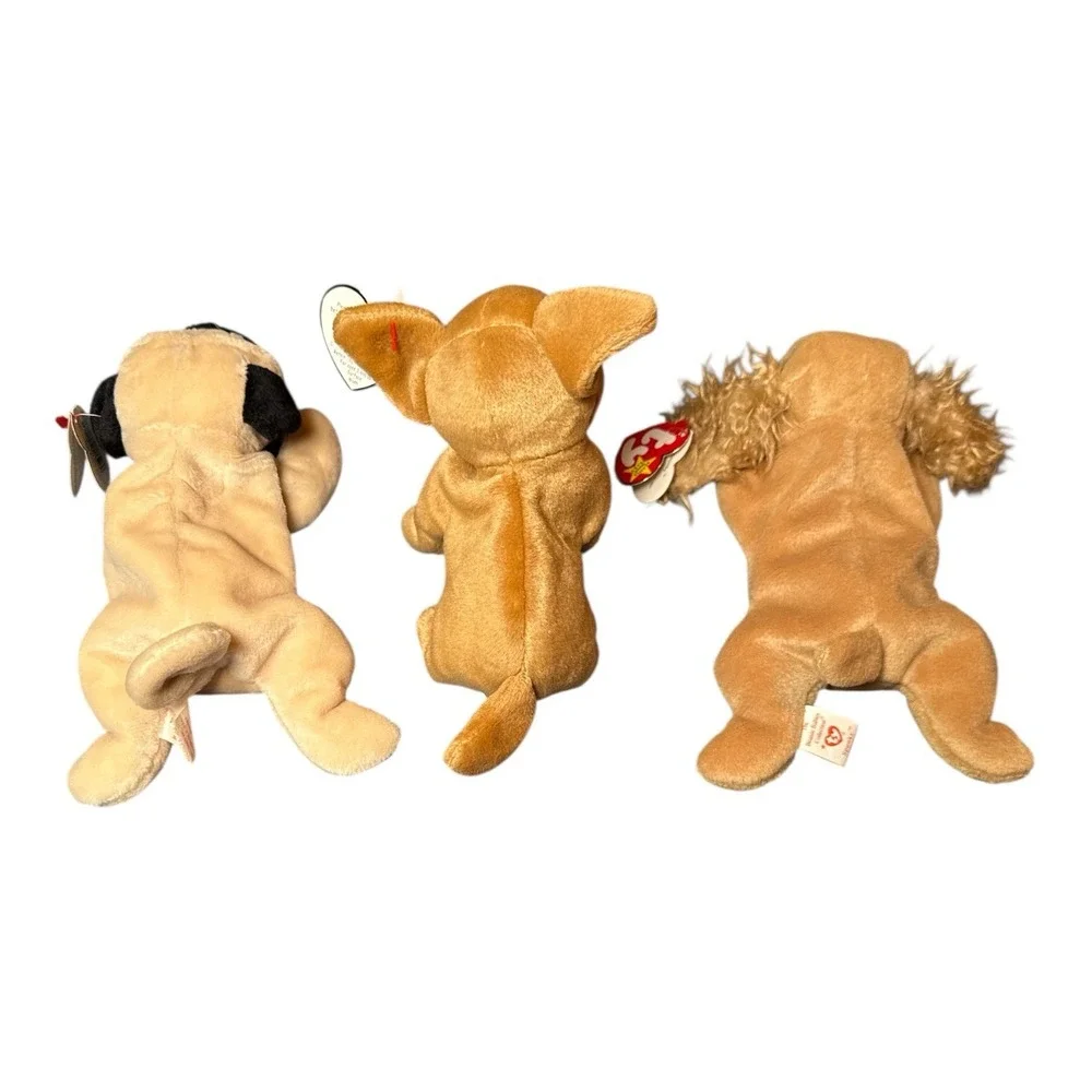 TY Original‎ Beanie Babies VTG Lot Of 3 Tiny Tag Error '98 Spunky '97 Pugsy '96
